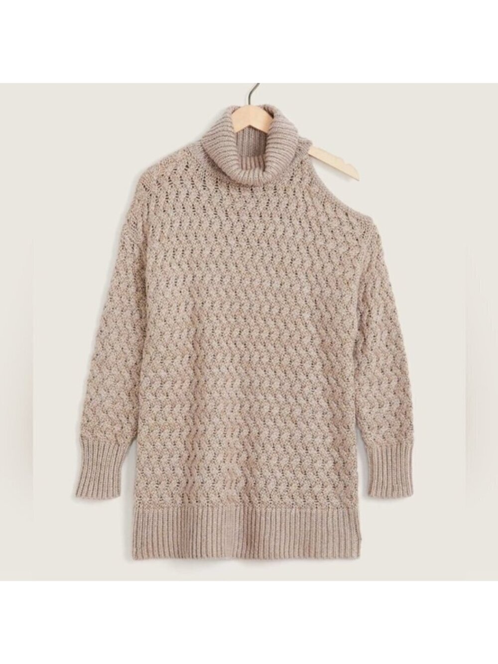 Addition Elle Cable Knit Chunky Turtleneck Sweater Cold Shoulder Tunic winter - Picture 4 of 14